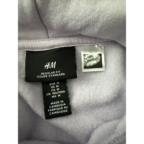 H & M The Simpsons Homer MEME Regular Fit Lilac Hoodie Sweatshirt Men Size M - Picture 2 of 6